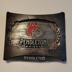 Pendleton Whisky Let&rsquo;er Buck Western Cowboy Rodeo Belt Buckle Logo Silver