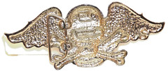 Skull Heavy Metal Belt Buckle Cross Bones w Wings Silver Tattoo Size 6&Prime;x 2.5&Prime;