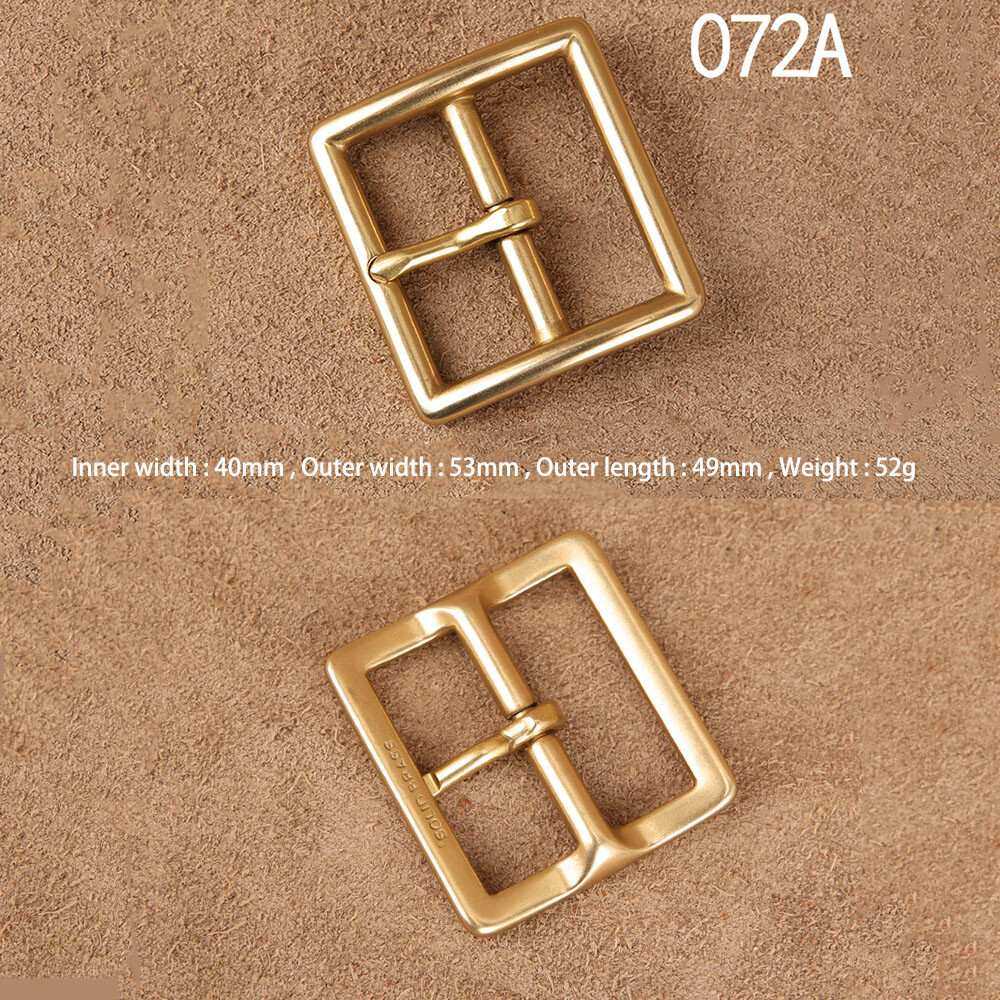 Solid Brass Pin Buckle Leather Craft DIY Belt Men Women 38mm 40mm Polished Gold
