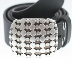 Embossed Belt Buckle in Antique Silver Finish Textured Interchangeable Buckle Design