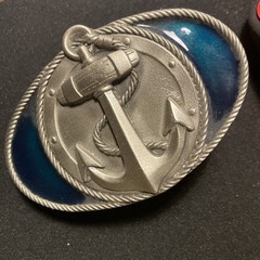 Great American Buckle Company Pewter Anchor w/Blue Enamel