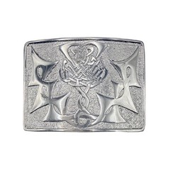 Scottish Kilt Buckle Belt Highland Celtic Modern Thistle Knot Chrome Finish AAR