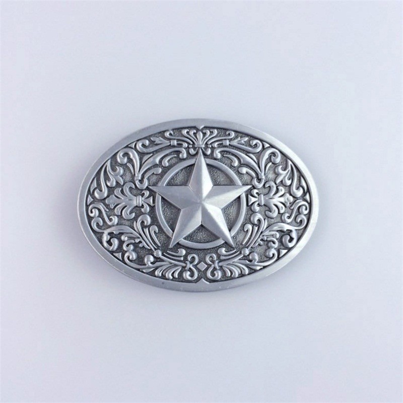 Antique Silver Southwest Star Western Oval Belt Buckle also Stock in the US