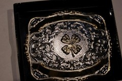 Crumrine Western Belt Buckle Trophy Buckle 4 H Clover 2 Ribbons 38402