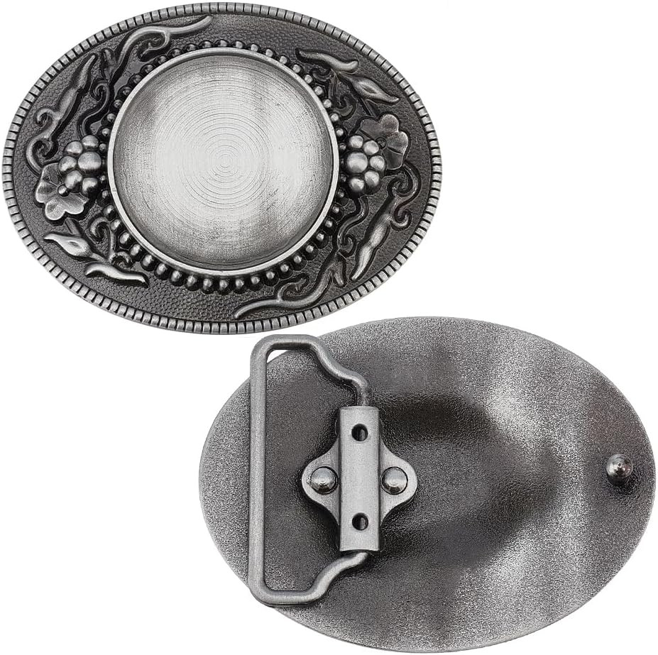 2Pcs Cowboy Belt Buckles Western Cowboy Belt Fastener Flower Pattern Cowboy Cow