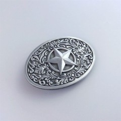Antique Silver Southwest Star Western Oval Belt Buckle also Stock in the US