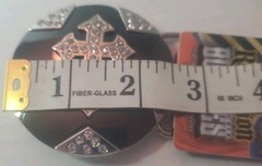 Revelation Hardware Chrome Bejeweled Cross Star Belt Buckle Christian 2.5&Prime; NEW!