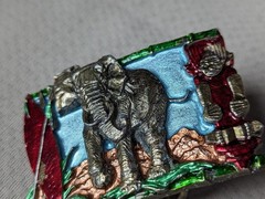 vintage USA made ELEPHANT belt buckle 1980s enamal BRASS animal AFRICAN cowboy