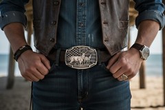 Men Silver Metal Belt Buckle Deer Nature Hunter Western Fashion Casual Day Wear