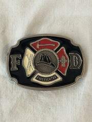 Vintage Buckle Bakery Fire Fighter Enamel Belt Color Buckle 1670 USA Fireman
