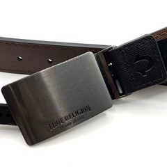 True Religion Reversible Buckle Belt Men Size 36 Black Brown Classic Preppy NWT