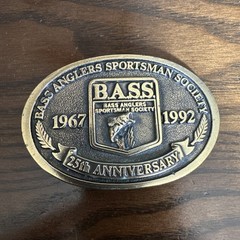 metal BASS Bass Anglers Sportsman Society 25th Anniversary 1967-92 Belt Buckle