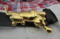 New Men Women Fashion Buckle Gold Metal Panther Narrow Skinny Belt Safari
