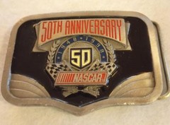 Vintage 1998 NASCAR 50th Anniversary Commemorative Belt Buckle Made in U.S.A.