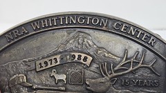 NRA Whittington Center Belt Buckle Mens Silver 1973-1988 Elk Deer Hunter USA