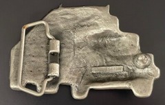 Truck Driver Belt Buckle Big Rig Semi Trucks Blue Enamel Trucker Silver Toned