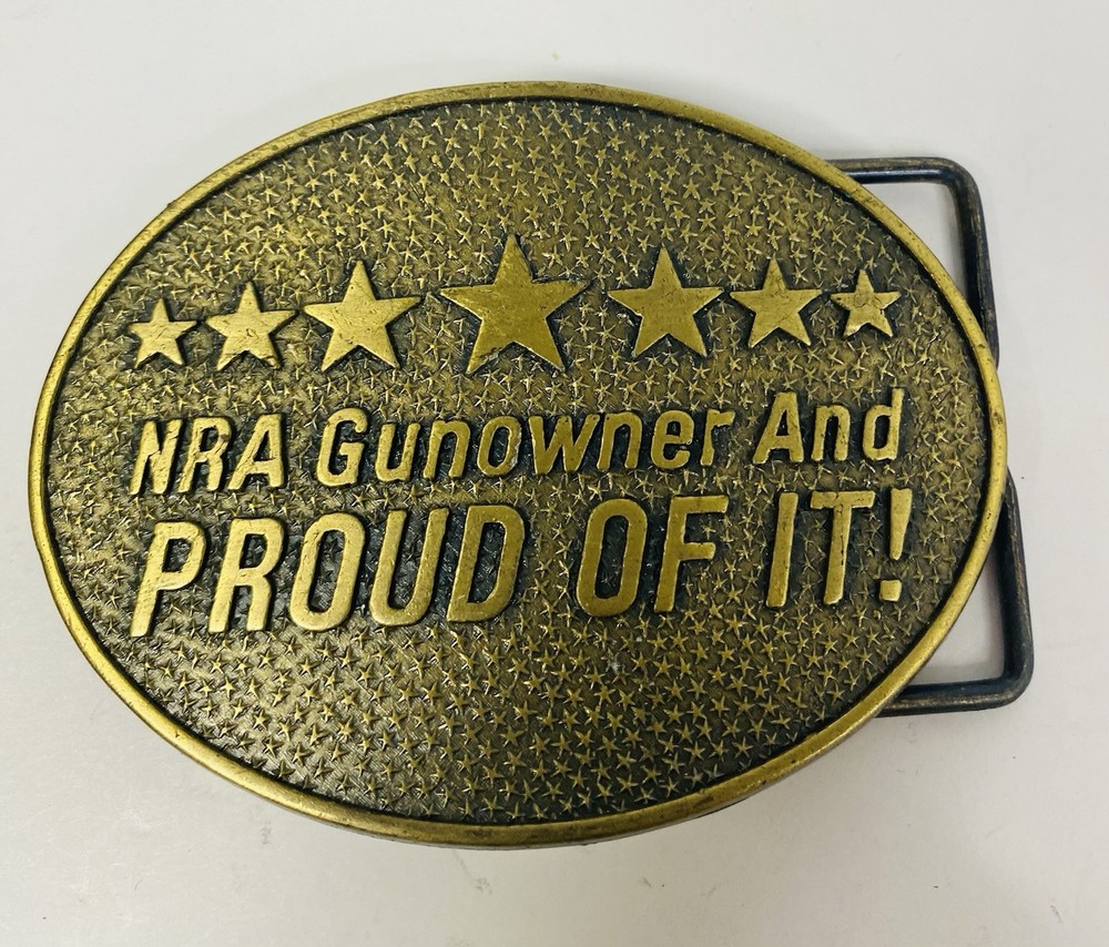 Norman Foundry NRA Gunowner & Proud Of It Belt Buckle Solid Brass