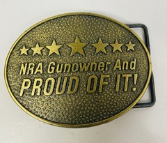 Norman Foundry NRA Gunowner & Proud Of It Belt Buckle Solid Brass