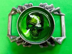 Alchemy Gothic Soul of Agrippa Skull Green Enameled Belt Buckle