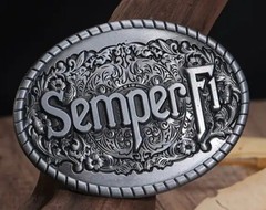 New Marine Corps USMC Semper Fi Silver Western Military Belt Buckle Oval Men