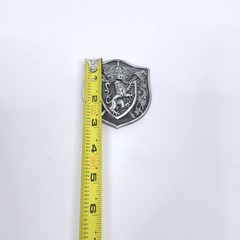 Heraldic Lion Coat Of Arms Belt Buckle Silver Tone Medieval Knight Crown Crest