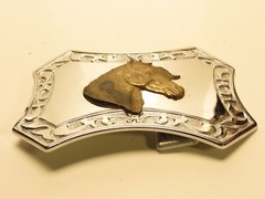 WESTERN HORSE HEAD BELT BUCKLE chrome brass horse BF9B0219