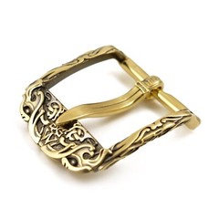 Brass belt buckle Odin&rsquo;s Wolves, pin type Old Norse Scandinavian Celtic buckle