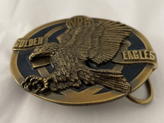 Vintage NRA Golden Eagles Embossed Gold/Black Heavy Belt Buckle Made in USA