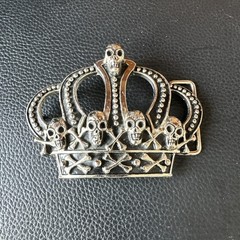 WESTSIDE CA Crown With Skulls Metal Biker Motorcycle Gothic Belt Buckle