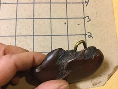 vintage original: neat wooden belt buckle w brass back,