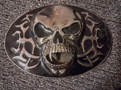 Black and Silver Skull Belt Buckle, Please see photos READ