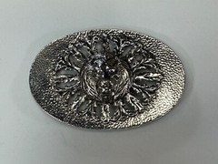 Lions Head Bust Raised Silver Tone See Through Vintage Oval Belt Buckle