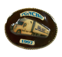 Poncho Wal-Mart 1997 Belt Buckle Enamel 3 3/4&Prime; X 3&Prime; New Never Used Display Only