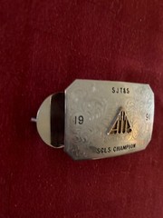Vintage Collectible SSS German Silver ATA SGLS Champion 1991 Gun Belt Buckle