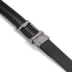 SlideBelts Men&rsquo;s Ratchet One Size, Navy Leather With Silver Buckle (Vegan)