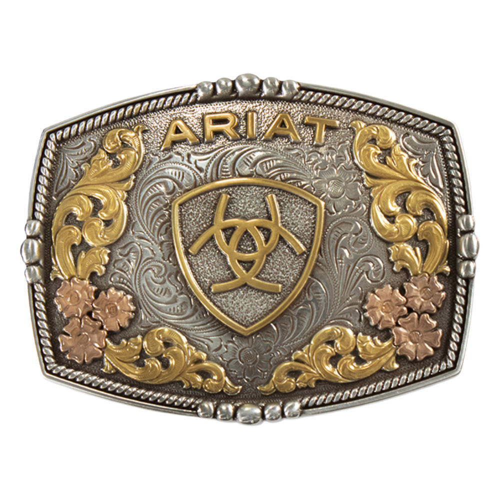 Ariat Men&rsquo;s Rectangle Antique Shield Motif Belt Buckle A37066