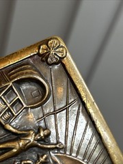 46. Vtg Brass Cowboy Wagon Clovers Round up Scene Belt Buckle 3 1/8&Prime; x 1 7/8&Prime;
