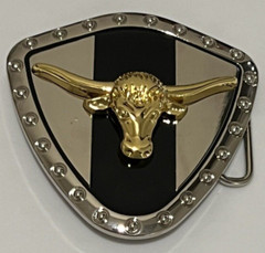 Men Silver Metal Western Belt Buckle Texas Lone Horn Cow Gold Bull Rodeo Style
