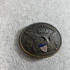 Vintage NRA Golden Eagles Belt Buckle Mens Brass Tone Patriotic USA Flag Y2K
