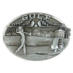 Golf Belt Buckle « Green Oxygen Light Friendship » Antique Silver Fits 1.5&Prime; Belts