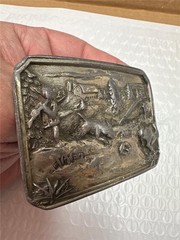 Vintage 1984 Bergamot Brass Works Farm Scenery Belt Buckle AS IS