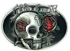Celebrate Day of the Dead Celebre el Muerto Sugar Skull Enameled Belt Buckle New