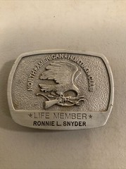 VINTAGE ANTIQUE METAL BELT BUCKLE- NORTH AMERICAN HUNTING CLUB