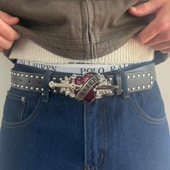 2000s Love Hurts Vintage Belt Graphic Style Adjustable Fits 26-34 Unisex Fit