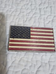 Patriotic Belt Buckle Metal Silver United States of America USA Flag Silver Tone