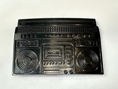 Rebel Revolutions Retro Black Color Ghetto Blaster / Boom Box Belt Buckle