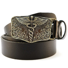 Medical brass belt buckle Caduceus, Handmade physician Medical Corps buckle