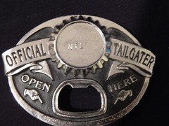 TAILGATER BELT BUCKLE WITH BOTTLE OPENER SISKIYOU PEWTER (Place Your Own Decal)