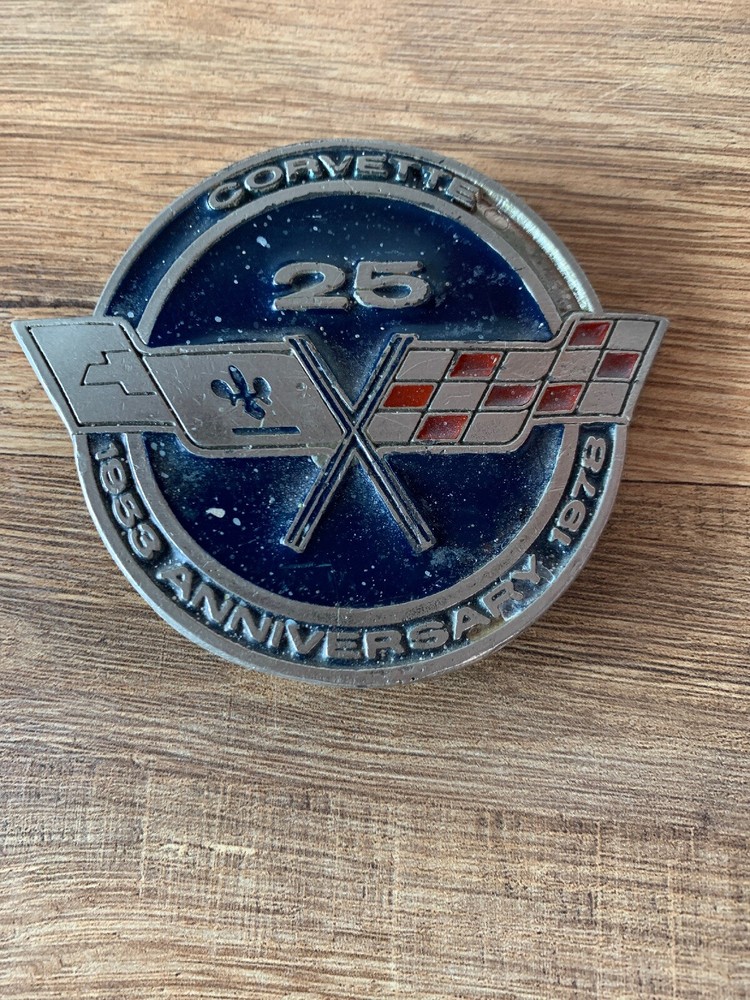 Vintage Chevrolet Corvette 25th Anniversary Metal Belt Buckle