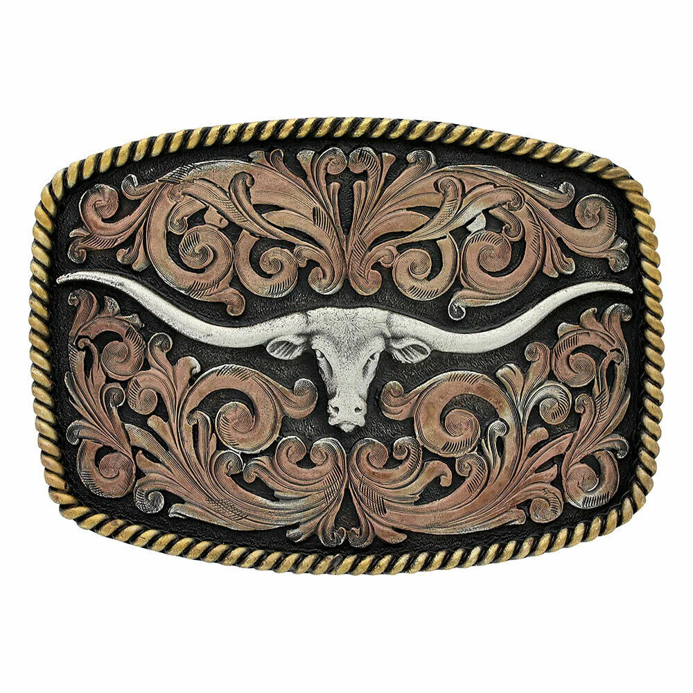 Montana Silversmiths Tri-Colored Longhorn Attitude Buckle A711